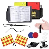 XSYKJGS Schiedsrichter Set, Fußball Schiedsrichter Karten Set mit PVC Rote Gelbe Karte, Pfeifen-Schlüsselband, Schiedsrichterfahnen und Tasche Punktebuch für Fußballspiel Schulsport Sport