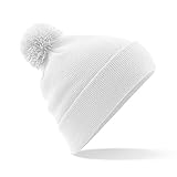 Beechfield Unisex Bommelmütze (Einheitsgröße) (Weiß)