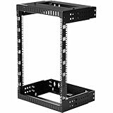 StarTech.com 2-Pfosten 15HE Heavy-Duty Wandmontage Netzwerk-Rack, 19' Open Frame Server Rack mit Einstellbarer Tiefe, Wandmontage Daten-Rack für IT/AV/Patch Panele/Computer-Ausrüstung (RK15WALLOA)