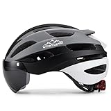 Urban Quest Fahrradhelm Erwachsene Fahrradhelme Fahrradhelme für Erwachsene Männer und Frauen Fahrradhelm mit abnehmbarem magnetischem Goggle Visier Mountainbike-Helm oder Rennradhelm (Schwarz/Grau