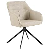 Casa Moro Esszimmerstuhl – 360° Drehbar Polsterstuhl mit Armlehnen, Drehstuhl mit Metallgestell und Rückenlehne für Wohnzimmer, Esszimmer, Küche, Büro - Beige Schwarz
