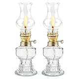 Glas Petroleumlampe für Innenräume,2 Stück Öllampen aus Glas,Vintage Petroliumöllampe,Klassisches Petroleum Lampen mit Verstellbarer Flamme,Retro Petroleumlampe,öl Lampe für Notfall Garten Haus (A)