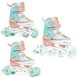 RAVEN 3in1 Inline Skates Triskates Rollschuhe Inliner für Kinder Mädchen verstellbar Isla Orange/Mint (Orange/Mint, 27-30 (16,5cm-18,5cm))