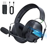 Fachixy FC400 Wireless Gaming Headset, 2.4G Bluetooth Headset mit Mikrofon für PS5, PS4, PC, Switch, Faltbarer Gaming Kopfhörer, Geringe Latenz Noise Cancelling, mit LED Licht, 50H Akkulaufzeit