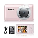 Rollei Compactline Pocket Digitalkamera Rosa, 50MP 2,7K Fotokamera mit 16X Digitalem Zoom Autofokus Tragbare Fotoapparat mit 2.4' Display Leichte Kompaktkamera für Kinder Teenager Student Anfänger