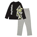 Playstation Icons Jungen Lange Pyjamas Set Schwarz 110 | PS4 PS5 Gamer Geschenke, Schule Jungen PJs, Kinderkleidung, Kindergeburtstags-Geschenk-Idee