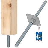 KOTARBAU® Pfostenträger Gewinde M24 mm mit Schraube Stützenfuß Höhenverstellbar Verzinkt Bodenfuß Betonfuß Zum Einbetonieren 110 x 110 x 500 mm