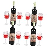 KICHOUSE Puppen Puppenhauszubehör Miniatur Rotweinflaschen Goblet Puppenhaus Weinflaschen Flaschen Cocktailbecher Kelchbecher Getränkeflaschen Miniaturen Weingläser Champagnerbecher