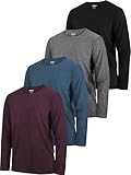 HXP Langarm-Shirts für Jungen, trockene Passform, athletische T-Shirts, Sportbekleidung, schnelltrocknend, für Jugendliche, Teenager, 4 Stück, Kastanienbraun, Schwarz, Dunkelgrau, Pfauenblau, 12-14