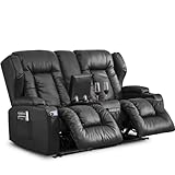 SAMERY Fernsehsessel mit liegefunktion Zweisitzer Kinosessel 2 Sitzer Sofa TV Sessel Fernsehsessel Relaxsessel mit Liegefunktion,Getränkehalter,Recliner Chair 2er Sofa für Wohnzimmer,bis 320kg