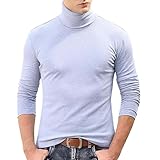 Herren-T-Shirt, langärmelig, Sommer, lässig, kurzärmelig, Rundhalsausschnitt, einfarbig, Rollkragen, T-Shirt für Herren, grau, XXL