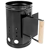 tectake XXL Anzündkamin Grillkohleanzünder mit Hitzeschutzschild schwarz