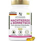 Nachtkerze & Borretschöl BIO | Kaltgepresst | 14,5% Gamma-Linolensäure | 90 pflanzliche Kapseln, vegan | Spitzenqualität