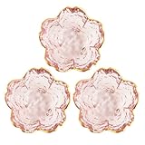 DIYEAH 3-teiliges Set strukturierter Glasteller, blumenförmige Schalen für Schmuck, Süßigkeiten und Trockenfrüchte, transparente Schüssel (8,25 cm) für festliche Anlässe