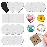 15pcs Kühlschrankmagnet Mini Leinwand Set Herz form Runde Leinwand zum Bemalen, Personalisierte Kinder Kleine Leinwände für Öl, Acryl, Aquarell DIY Machen Malkarton.