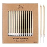 BEAN LIEVE 30 Stück Lange Dünne Metallic Geburtstagskerzen Kuchen Kerzen Geburtstag Party Hochzeit Dekorationen Party Kerzen Kuchen Dekorationen (Champagner Gold)