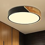 NICEME Led Deckenlampe Holz 24W,Warmweiß 3000K Led Deckenleuchte,Led Lampen Deckenlampen Für Wohnzimmer Schlafzimmer Badezimmer Balkon Flur Keller Ø30Cm[Energieklasse F]