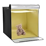 MEELRYD Fotobox 5500K, Faltbare Fotostudio, Fotostudio Set mit 60 LED Beleuchtung und 6 Verschiedenfarbige Kulissen, Produktfotografie für Fotostudio, Zuhause, Büro, 60X60X60cm, Schwarz