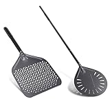 NUTUNI 12 Zoll & 9 Zoll Pizzaschaufel, 2er Set 12'x14' Professionelle Aluminium-Pizza-Schaufel für hausgemachte Pizza - 30 cm Rechteckige, 23 cm Runde Wendbare