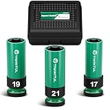 TIWINTUL Schlagschrauber Nüsse 1/2' Set, 17mm 19mm 21mm Steckschlüsselsatz mit Felgenschutz für Radwechsel, CR-MO, Achsmuttern-Steckschlüssel für Autoreparatur, Zum einfachen Entfernen