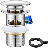 Ibergrif Messing Ablaufgarnitur Waschbecken mit Überlauf - Universal 41-50 mm Pop-up Abflussstopfen, Chromadapter, Wasserdicht, Anti-Verstopfung, M20502