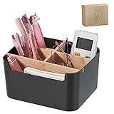 5 Fächer Desktop Organizer, Stifte Organizer, Stiftehalter, Schreibtisch Schreibwaren Holz, Stiftebox Aufbewahrungsbox Multifunktionale, Holz Desktop Box, Schreibtisch Zubehör für Büro Schule Zuhause