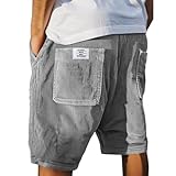 Generisch Kurze Hosen Herren Shorts Sommer Kurz Casual Baggy Cord Shorts Herren Mit Kordelzug Und Elastischem Bund Sweatshorts Lässige Retro Kurze Cordhose Jogging Bermuda Jogginghose Kurz, S-5XL