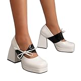 Generisch Pumps Damen High Heels Hochzeitsschuhe Mary Jane Schuhe Damenschuhe Elegant Und Bequem Absatzschuhe Kleid Schuhe Mit Blockabsatz Abendschuhe Brautschuhe Keilpumps