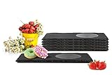 Sendez 6 Untertassen aus Schiefer 20x10cm Unterteller Untersetzer Kaffeeuntertassen