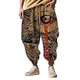 Generisch Haremshose Herren I Streetwear I Trainingshose mit 3D-Druck I Mode Männer Aladinhose I Pluderhose I Yogahose I Bequeme und vielseitig einsetzbare Pumphose I Baggy Hose