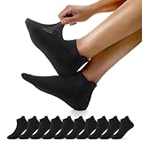 FALARY Sneaker Socken Damen 39-42 Schwarz Sportsocken Herren 39-42 Baumwolle Kurzsocken Halbsocken Laufsocken Funktionssocken Atmungsaktiv 10 Paar