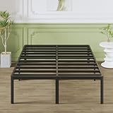 Lutown-Teen Metallbett 180x200 cm mit Rundes Beine, Höhe 46cm Ehebett Bettrahmen mit Metall Lattenrost, Schwarz