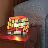 Buntglas-Lampe, Buntglas-Lampe, Vintage-Lampe, Buchdekor-Lampe für Wohnzimmer, Buntglas-Buch-Lampe, Tiffany-Stil, Tischlampe, Schreibtischlampe, Nachttischlampen