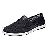 Generisch Walking Schuhe Herren Stoffschuhe Weichen Sohle Canvas Schuhe Atmungsaktiv Segeltuchschuhe ohne Schnürung Freizeitschuhe Stoff Halbschuhe Leichtgewichts Schlupfschuhe Flache Tennisschuhe