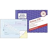 AVERY Zweckform 1736-5 Quittungsblock (A6 quer, 2x40 Blatt, mit Durchschlag, fälschungssicher, inkl. MwSt., für Deutschland und Österreich) 5er Pack weiß/gelb