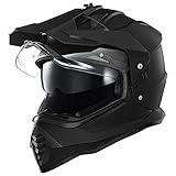ILM Dual Sport Adventure Motocross Motorradhelm mit Pinlock kompatiblem Sonnenvisier ATV Dirt Bike Off Road Casco ECE Modell-WS902,Schwarz Matt, L