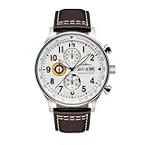 AVI-8 Herren 42mm Hawker Hurricane Classic Chronograph Classic White Japanische Quarz-Fliegeruhr mit Lederarmband AV-4011-01