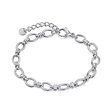 OSTAN Damen Armbänder Edelstahl Gliederarmband Farbe Silber und Gold (Silber)