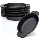 BBQ-Nerd Servierpfännchen aus Gusseisen im 6er Set - Grillpfännchen - oval 22,5x13 cm - zum Braten Überbacken Grillen Anrichten Servieren - Gusspfännchen für einzelne Portionen