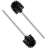 Valschen 2 Stück WC-Bürste Toilettenbürste Klobürsten Ersatz-Bürste aus Edelstahl, 7,5 x 35 x 7,5 cm, Schwarz