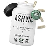 Bio Ashwagandha KSM-66® - 600mg pro Tagesdosis (120 kleine Kapseln) - Anti-Stress Formel aus Zink, Magnesium & Vitamin B6 - mit 30mg Withanolide - natürlich, vegan, hochdosiert & Made in Germany
