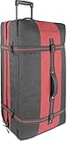 XXL Reisetasche mit 125 Liter und 3 großen Fächern - Trolley mt Zwei Rollen Travel Bag Farbe Dunkelgrau/Rot