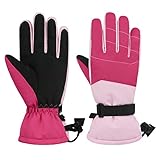 Durio Skihandschuhe Kinder wasserdichte Skihandschuhe Warme Handschuhe Geeignet für Kinder von 6-14 Jahren Rosa L (10-14 Jahre)