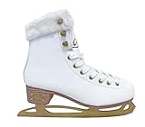 Cox Swain Klassische Eislauf Schlittschuhe ICEPEARL, für Damen und Kinder, bequem, warm gefüttert - Edelstahlkufe vorgeschliffen, White/Gold Gr. 40