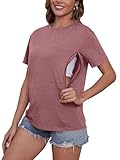 Mama-Shirt, Still-Shirt, zum Stillen, Reißverschluss, Umstands-T-Shirts, lässig, für Mütter, Geschenk, Pink, X-Groß
