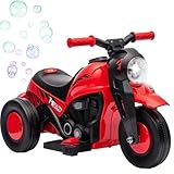 AIYAPLAY Elektro Kindermotorrad, 6V Dreirad mit Seifenblasenmaschine, Musik, Scheinwerfer, Elektro Motorrad mit Vorwärts-, Rückwärtsfunktion, 2,5-3 km/h Elektromotorrad für 2-5 Jahre Kinder, Rot