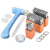 Sunowl Schlagzahlen und Schlagbuchstaben Set, 63PCS 3mm Kohlenstoffstahl Alphabet A-Z & a-z, Zahlen 0-9, 2 Symbolen, Metall Stamping Hammer, Schlagstempel für Metall Kunststoff Leder DIY