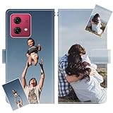 JGOYGYI Personalisierte Leder Handyhülle kompatibel mit Motorola Moto G85 G84 G64 g54 g42 G41 G34 G32 G31 G24 G22 G14 G13,Individuelle Text Bildern Foldable Flip Klapphüllen Case hülle