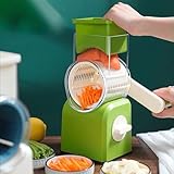 Shakub Gemüseschneider mit Kurbel,Reibe für gemüse mit 3 Trommeln Blättern,Küche Schnelles Schneiden,Trommelreibe Geeignet für Gemüse,Obst,Gemüsereibe Vegetable Chopper Mandoline Turbo Cut Käsereibe