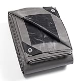 GUARD SHIELD Abdeckplane mit Ösen Wasserdicht 2m x 3m Grau/Schwarz Plane Gewebeplane 160g/㎡ Schutzplane Allzweckplane, Reißfest, UV-stabilisiert, Schimmelresistent